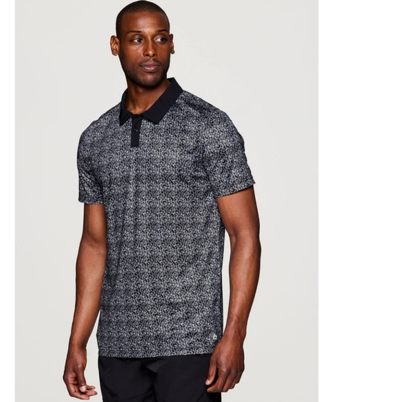 RBX Stay On Course Black/Gray Geometric Polo Men's Medium - Picture 9 of 10